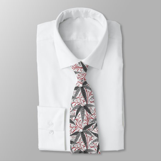 William Morris Bamboo Print, grijs en wit Stropdas (Gebonden)