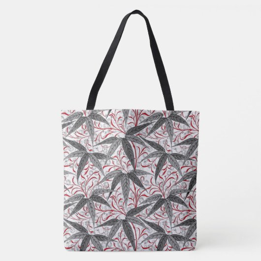 William Morris Bamboo Print, grijs en wit Tote Bag (Voorkant)
