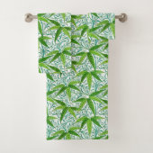 William Morris Bamboo Print, groen en wit Bad Handdoek (Insitu)