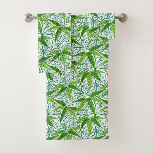 William Morris Bamboo Print, groen en wit Bad Handdoek (Insitu)