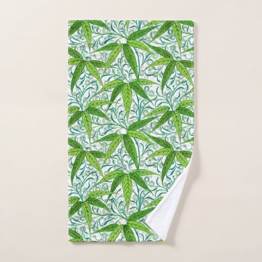 William Morris Bamboo Print, groen en wit Bad Handdoek (Handdoek)