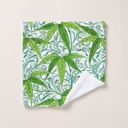 William Morris Bamboo Print, groen en wit Bad Handdoek (Wasdoekje)