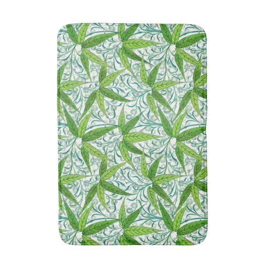 William Morris Bamboo Print, groen en wit Badmat (Voorkant Verticaal)