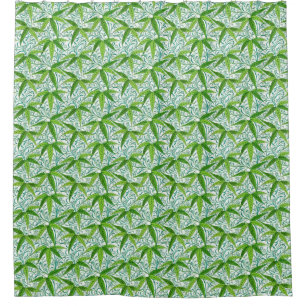 William Morris Bamboo Print, groen en wit Douchegordijn