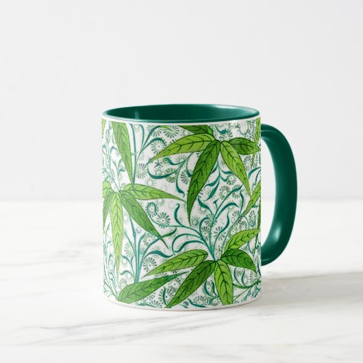 William Morris Bamboo Print, groen en wit Mok (Voorkant rechts)