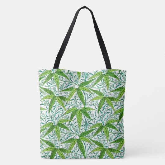 William Morris Bamboo Print, groen en wit Tote Bag (Achterkant)