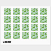 William Morris Bamboo Print, groen en wit Vierkante Sticker (Vel)