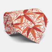 William Morris Bamboo Print, Mandarijns Oranje Stropdas (Opgerold)