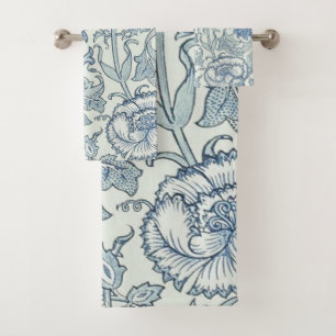William Morris Beauful-bloempatroon, blauw, roos Bad Handdoek