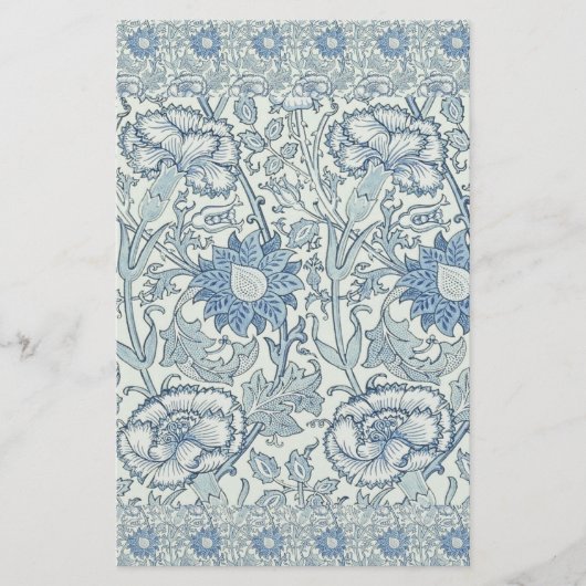 William Morris Beauful-bloempatroon, blauw, roos Briefpapier (Voorkant)