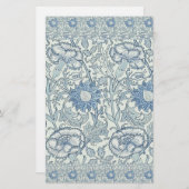 William Morris Beauful-bloempatroon, blauw, roos Briefpapier (Voorkant / Achterkant)