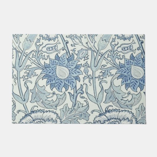 William Morris Beauful-bloempatroon, blauw, roos Deurmat (Voorkant)