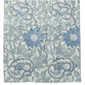William Morris Beauful-bloempatroon, blauw, roos Douchegordijn (Voorkant)