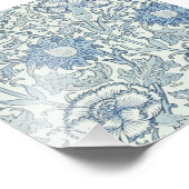 William Morris Beauful-bloempatroon, blauw, roos Foto Afdruk (Hoek)