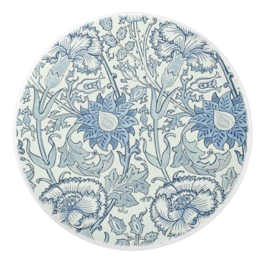 William Morris Beauful-bloempatroon, blauw, roos Keramische Knop (Voorkant)