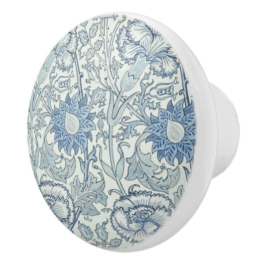 William Morris Beauful-bloempatroon, blauw, roos Keramische Knop (Rechts)