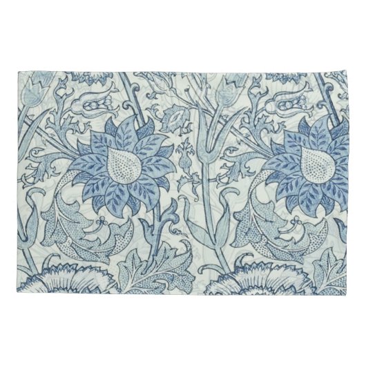 William Morris Beauful-bloempatroon, blauw, roos Kussensloop (Achterkant)