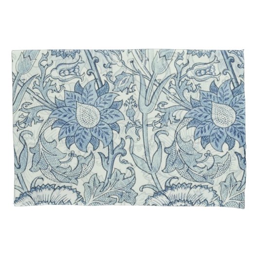 William Morris Beauful-bloempatroon, blauw, roos Kussensloop (Voorkant)