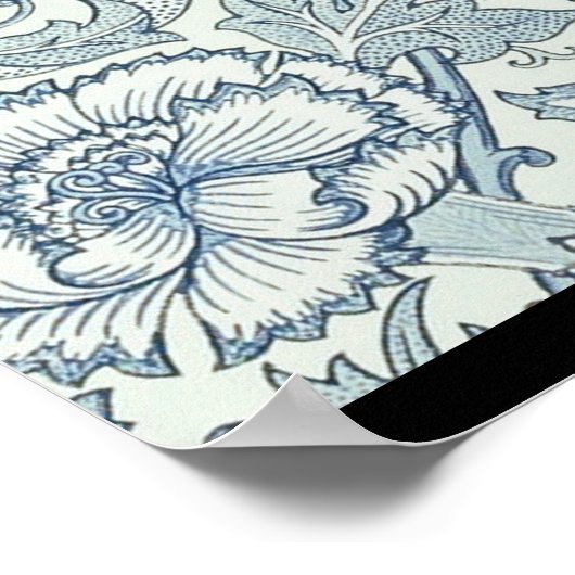 William Morris Beauful-bloempatroon, blauw, roos Poster (Hoek)