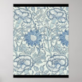 William Morris Beauful-bloempatroon, blauw, roos Poster (Voorkant)