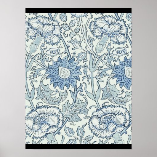 William Morris Beauful-bloempatroon, blauw, roos Poster (Voorkant)