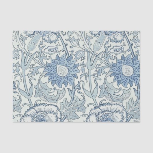 William Morris Beauful-bloempatroon, blauw, roos Tissuepapier (Voorkant)