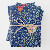 William Morris Beauful Floral Pattern Blue Inpakpapier Vel (In situ)