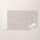 William Morris Beige Larkspur Pattern en Monogram Bad Handdoek (Handdoek)