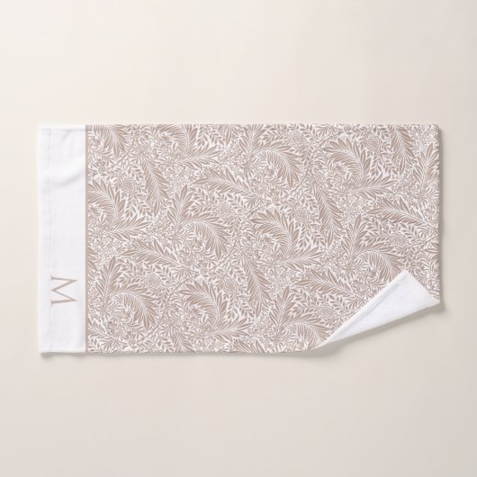 William Morris Beige Larkspur Pattern en Monogram Bad Handdoek (Handdoek)