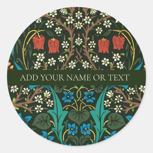 WILLIAM MORRIS BENVELOPE SEAL MET TULIP PATTERN RONDE STICKER (Voorkant)
