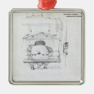 William Morris bij zijn loom, karikatuur Metalen Ornament