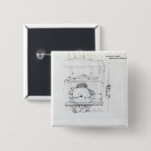 William Morris bij zijn loom, karikatuur Vierkante Button 5,1 Cm (Voorkant /achterkant)