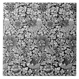 William Morris 'Bird and Anemone' in Black & White Tegeltje