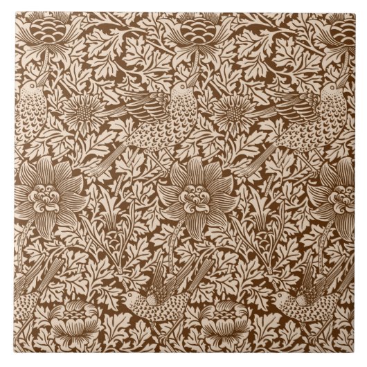 William Morris 'Bird and Anemone' in Brown Tegeltje (Voorkant)