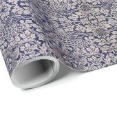 William Morris  Bird en Anemone Donkerblauw Cadeaupapier (Rol Hoek)