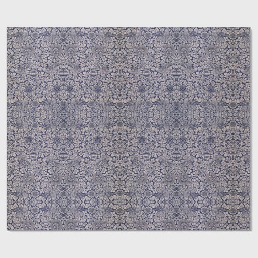 William Morris  Bird en Anemone Donkerblauw Cadeaupapier (Vlak)