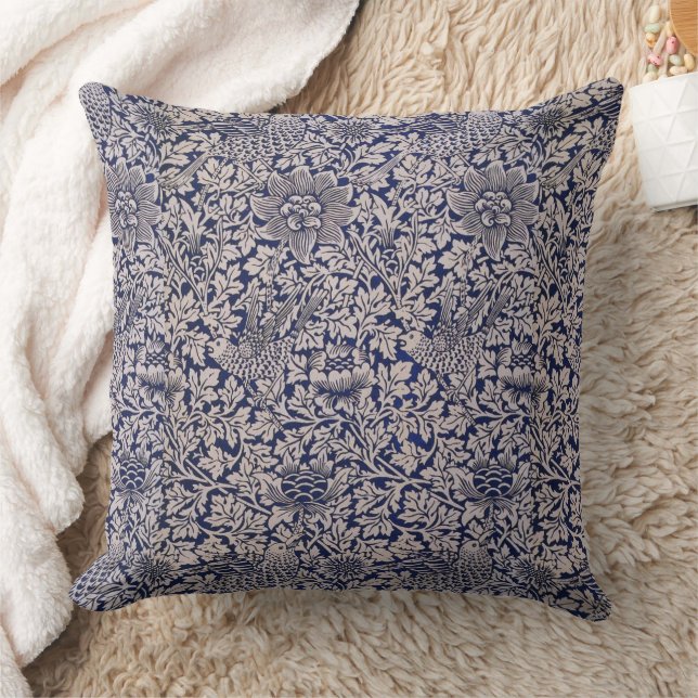 William Morris  Bird en Anemone Donkerblauw Kussen (Deken)