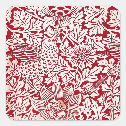 William Morris Bird en Anemone Vierkante Sticker (Voorkant)