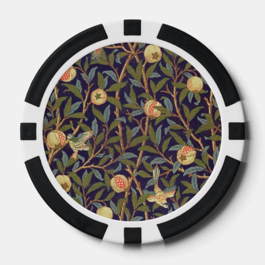 William Morris Bird en Pomegranate  Art Poker Chips (Voorkant)