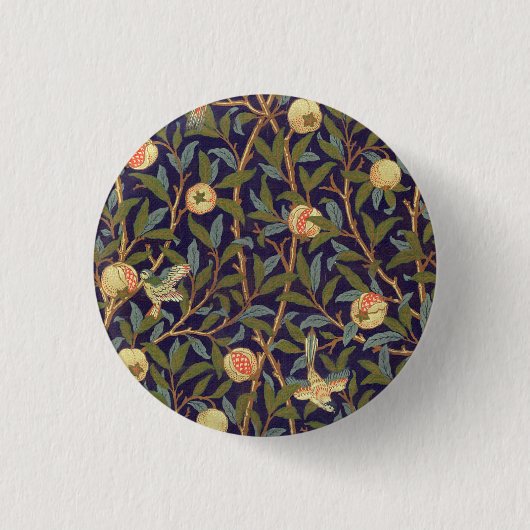 William Morris Bird en Pomegranate  Art Ronde Button 3,2 Cm (Voorkant)