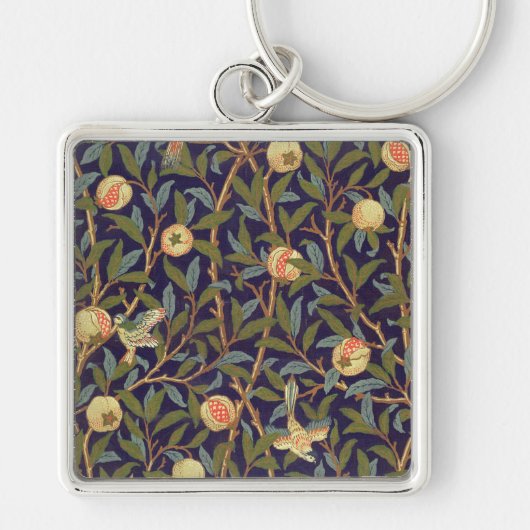 William Morris Bird en Pomegranate  Art Sleutelhanger (Voorkant)
