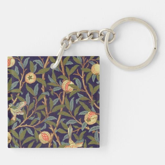 William Morris Bird en Pomegranate  Art Sleutelhanger (Achterkant)