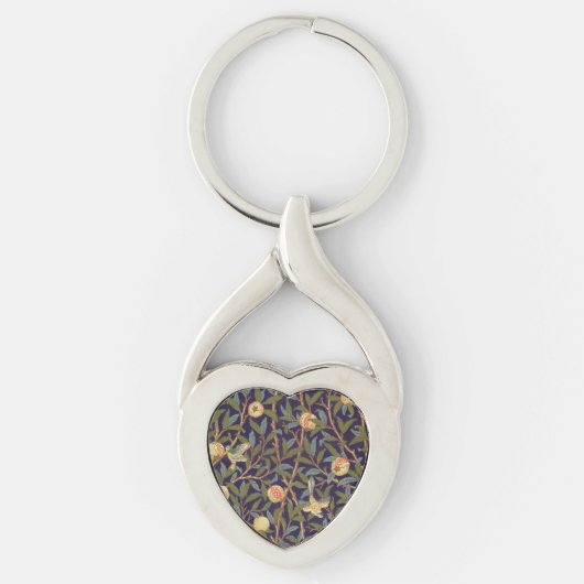 William Morris Bird en Pomegranate Art Sleutelhanger (Voorkant)