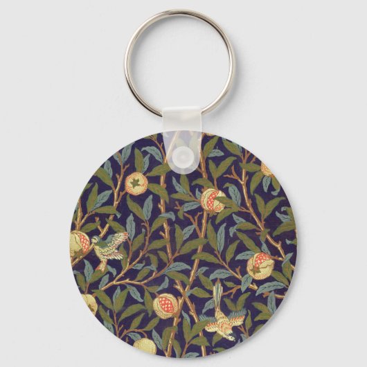 William Morris Bird en Pomegranate Art Sleutelhanger (Voorkant)