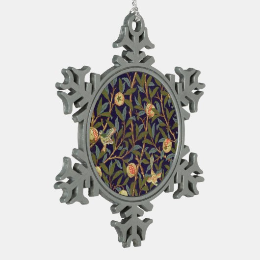 William Morris Bird en Pomegranate  Art Tin Sneeuwvlok Ornament (Links)