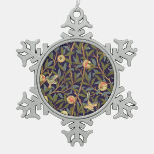 William Morris Bird en Pomegranate  Art Tin Sneeuwvlok Ornament