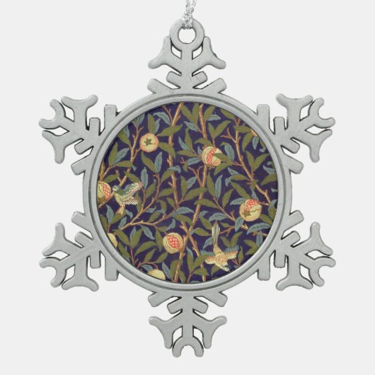 William Morris Bird en Pomegranate  Art Tin Sneeuwvlok Ornament (Voorkant)