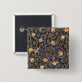 William Morris Bird en Pomegranate Art Vierkante Button 5,1 Cm (Voorkant /achterkant)