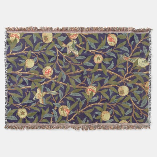 William Morris Bird en Pomegranate  Floral Deken (Voorkant)