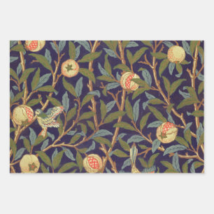 William Morris Bird en Pomegranate Floral Inpakpapier Vel